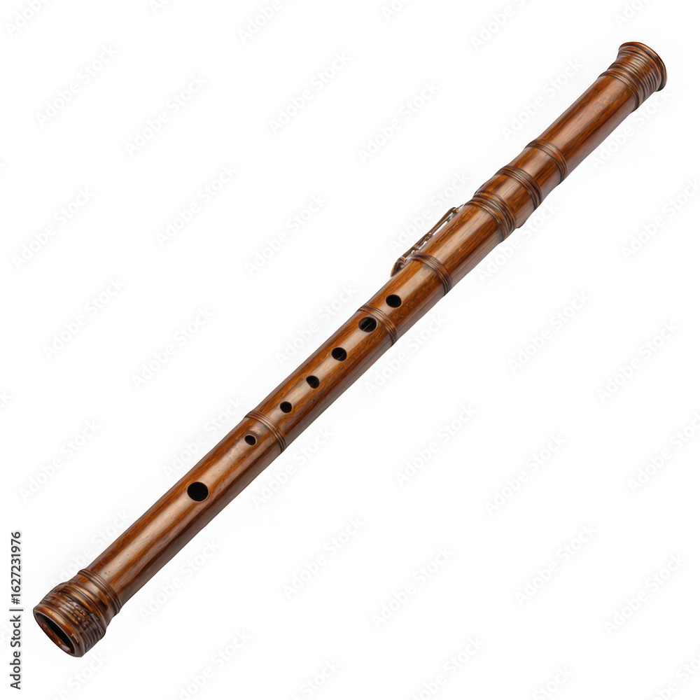 Fototapeta premium An antique bamboo flute showcases its intricate design and craftsmanship on a transparent background