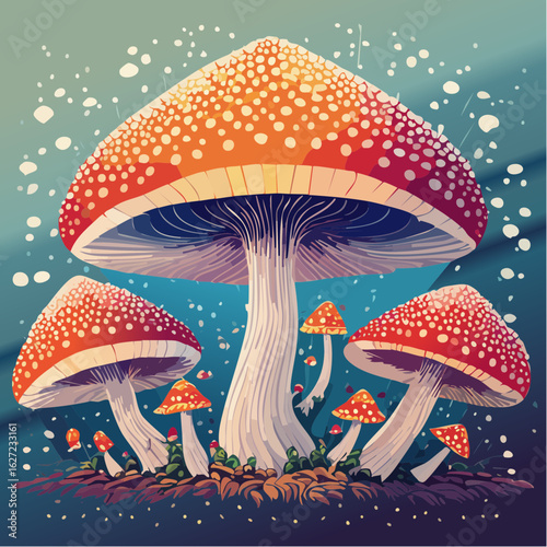 stippling vector overlay of fungal hypha network micrograph with micro dot detail, mycology scientific illustration, high precision texture