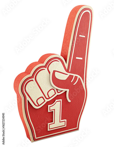 Cheering fan foam finger with number one, perfect for celebrating victory and showing support