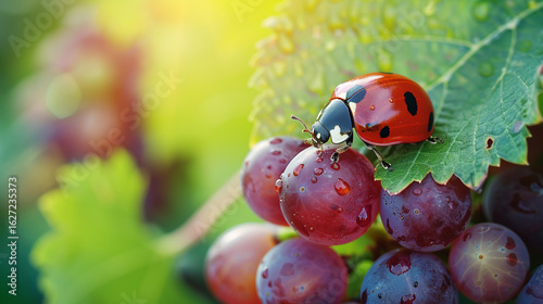 Beneficial Ladybug on Grapes: Nature's Vineyard Friend
