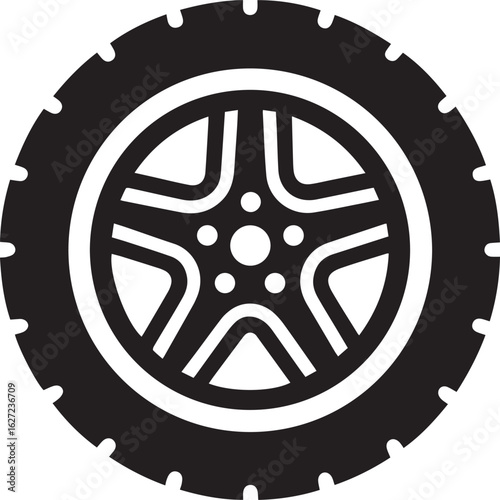 black tire silhouette vector, tire silhouette vector icon design, car wheel on white background