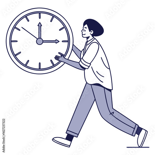 Person holding a large clock representing time management punctuality and the passage of time
