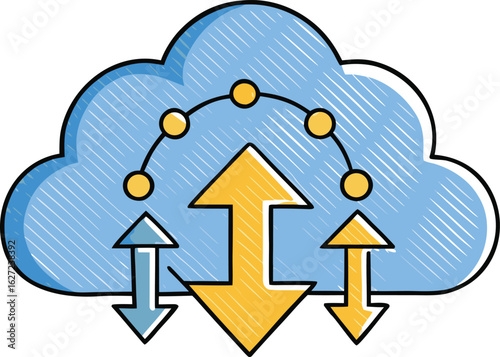 Data cloud upload arrows banner advertisement