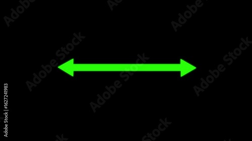 Double side arrow icon, distance concept double side arrow animation. left and right side arrow animation on black background. 4k video