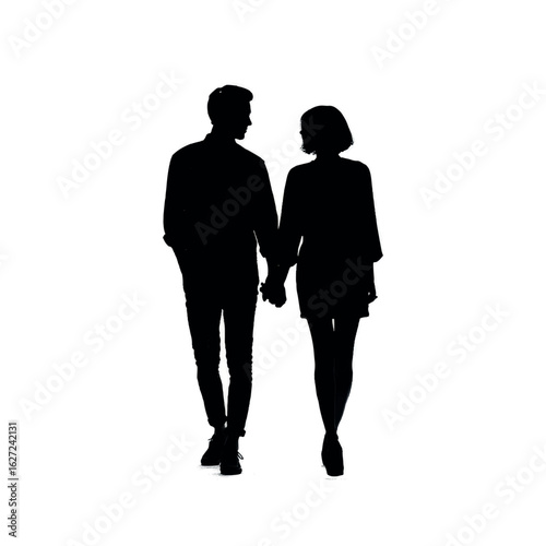 vector illustration of couple holding hands silhouette set, Black & White silhouette set