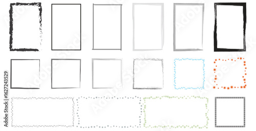 Grunge Frame Set Vector Design | Rough Distressed Borders and Textured Frames Collection | Vintage Grunge Outline for Poster, Flyer, Invitation, Scrapbook, Artistic Background EPS Illustration

