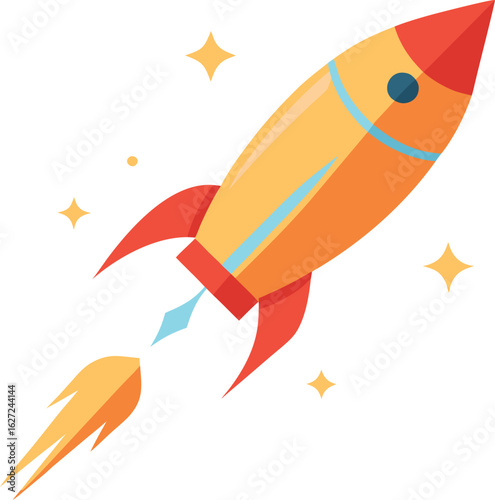 Rocket launching with sparkle trail