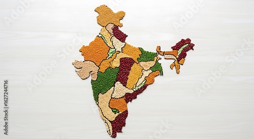India map made of food grains representing the countrys diversity