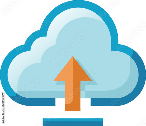 Flat style cloud upload and download symbol for digital services