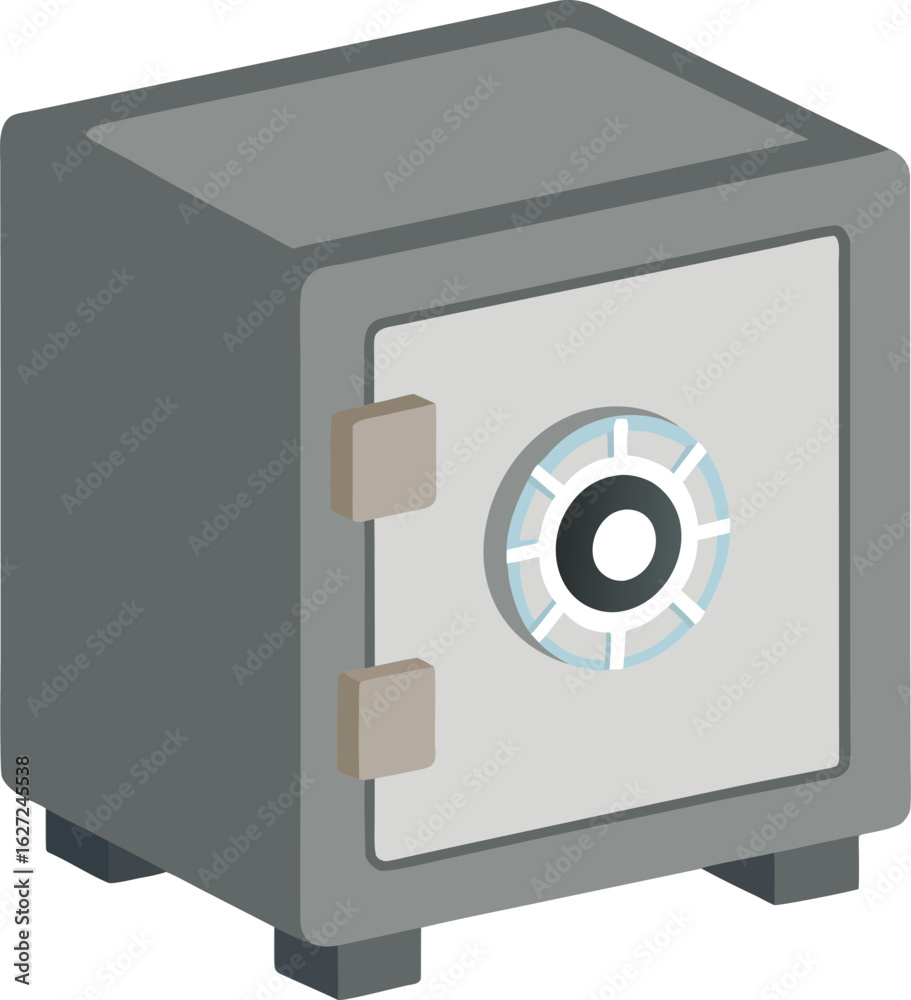 Safe box with dial lock slightly ajar on white background Safe box with dial lock slightly ajar on white background