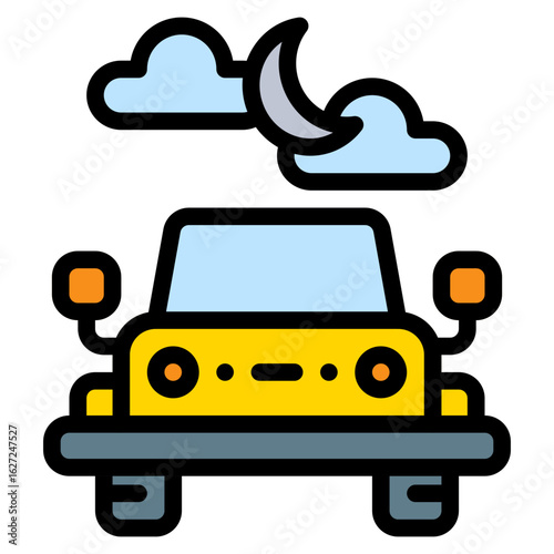 jeep night colored filled icon and illustration