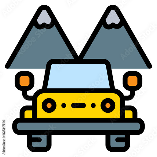 jeep adventure colored filled icon and illustration