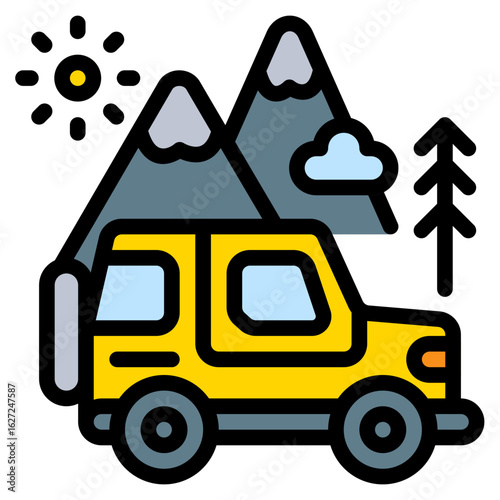 travel and tourism colored filled icon and illustration