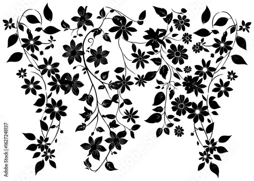 Black eyed susan vine silhouette corner border