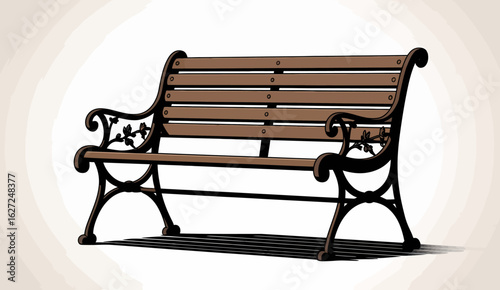 A simplistic yet charming depiction of a park bench, emphasizing the beauty of minimalism while inviting contemplation and relaxation in an outdoor setting.