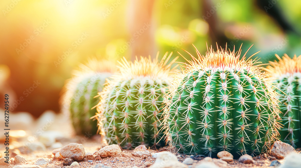 A cactus garden under the scorching desert sun. A cactus garden under the scorching desert sun.