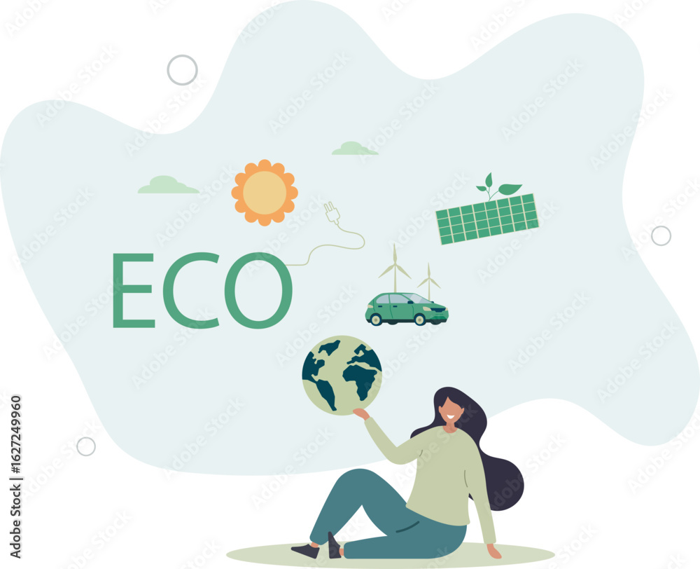 Fototapeta premium Eco friendly sustainable, Alternative green energy resources, Usable for branding and nature logo.human life.