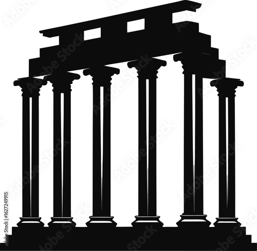 ancient ruin columns silhouette art