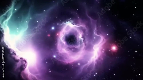 Mystical Purple Nebula with Scattered Stars Shimmering in Deep Space, A Captivating Display of Cosmic