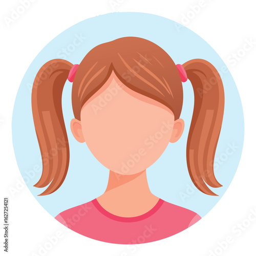 A girl with ponytails and a pink shirt
