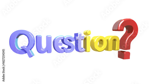 Question mark 3d render illustration asking questions concept for learning and problem solving design