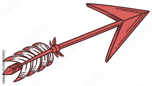 Explore red arrow clip art vector illustration with feather fletching and direction for graphic design use