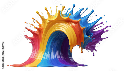 Rainbow Paint Wave Splash: Vibrant Colors Exploding