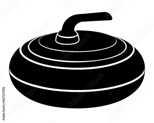Curling stone vector silhouette illustration isolated on white background