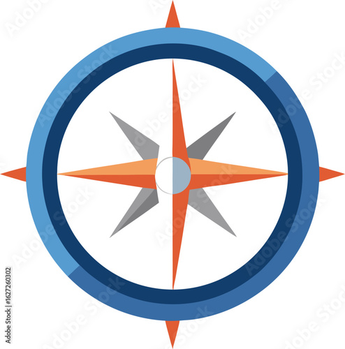 Classic compass needle pointing north on white background