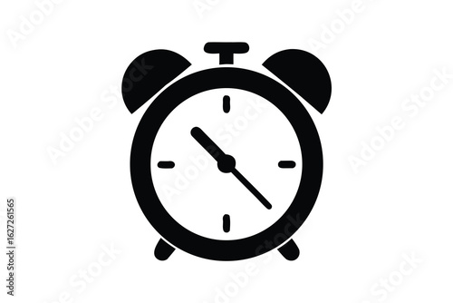 Black and White Alarm Clock Depicting Time Past Four O'Clock Icon