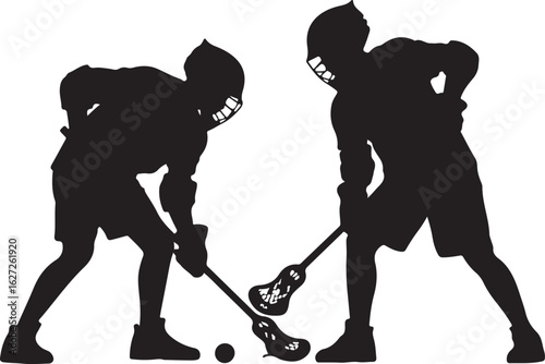 Lacrosse Faceoff Silhouette Vector Illustration