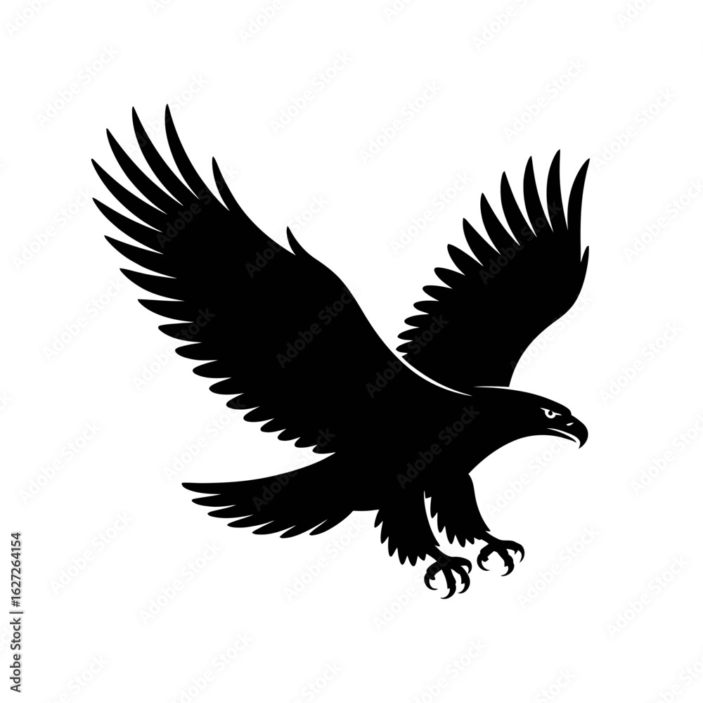 Obraz premium Powerful Black Silhouette of an Eagle in Flight with Talons Extended and Wings Spread Wide