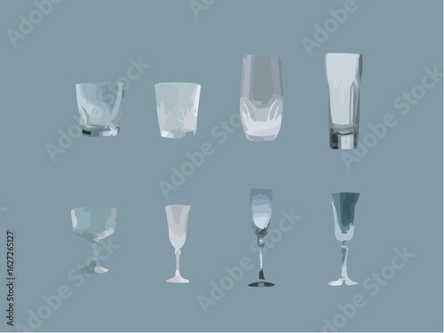 set of glasses