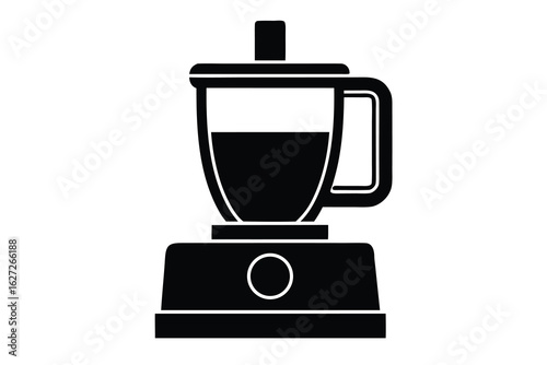 Black and White Food Processor Kitchen Appliance Icon Illustration Design