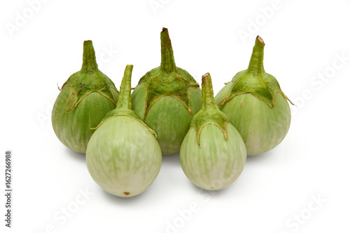 Wallpaper Mural Fresh Green Eggplants Arranged Together on a White Background Highlighting Their Natural Shape and Color Torontodigital.ca