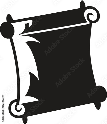 old scroll parchment silhouette vector