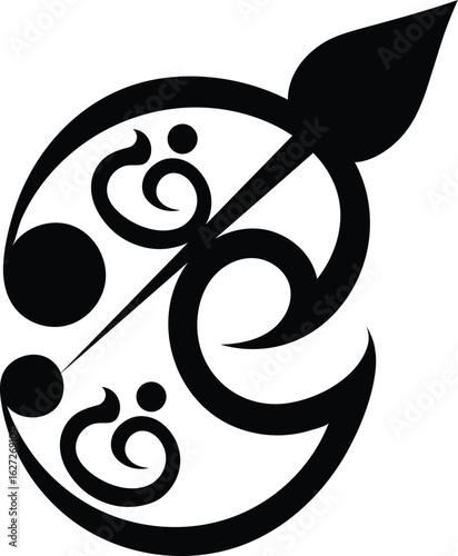 Tamil Om Ohm and Vel Hindu Symbol Vector | Indian Spiritual Tattoo, Sticker, T-Shirt & Car Art Design