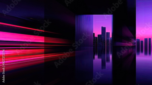 A vibrant  futuristic architectural interior design.