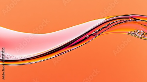 Abstract liquid form against an orange background.
