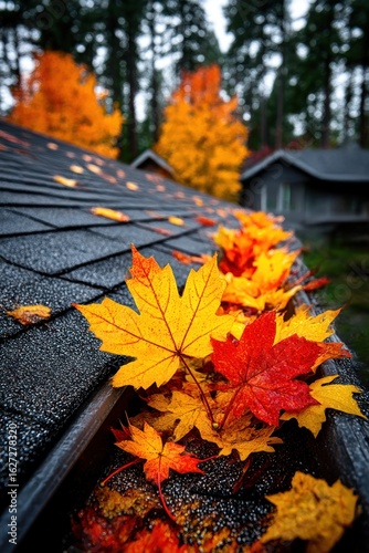 Autumn leaves in gutter (1)
