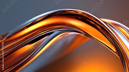 Abstract flowing liquid forms with metallic tones.