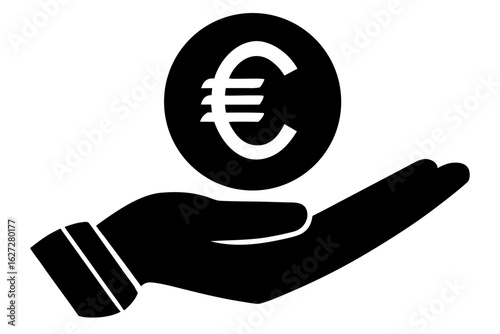 A shiny golden euro currency symbol is held in a hand, representing wealth, financial investment, and the European market