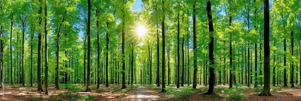 Obraz premium Green Forest Sunshine