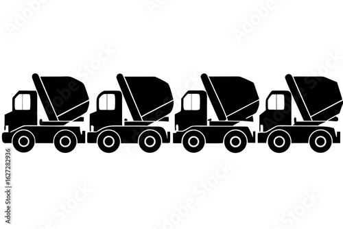 set of Cement truck vector silhouette illustration isolated on white background