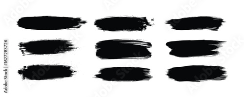 Hand Painted Black Brush Strokes - Abstract Paint Swatch Set
