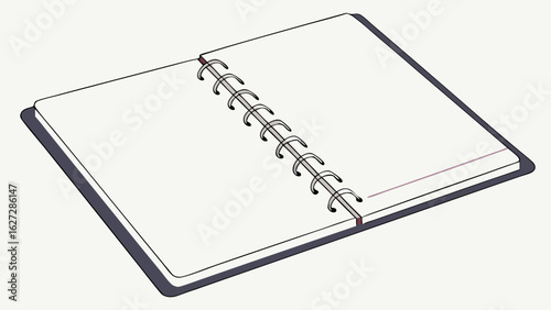 Open Spiral Notebook with Blank White Pages Vector Illustration for Notes, Ideas, and Creative Projects