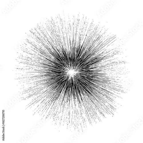 Abstract black and white radial burst - cosmology concept
