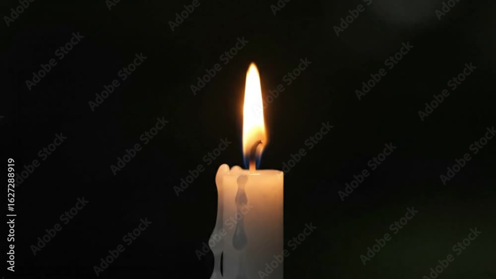 Slow Motion Flickering Candle in Darkness Symbolizing Memory and Loss Slow Motion Flickering Candle in Darkness Symbolizing Memory and Loss