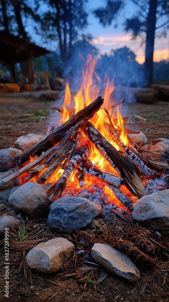 Campfire at dusk Campfire at dusk