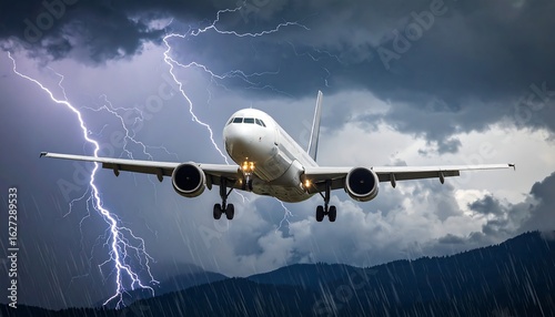 Airplane in a severe storm